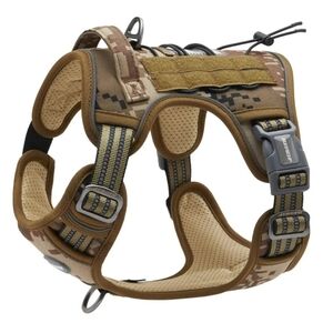 Green and Tan Adjustable Dog Harness for Active Adventures